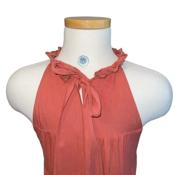 Haeof Women's Dress Size S Rust Pullover Sleeveless High Neck w/Tie Back Maxi - Picture 8 of 8